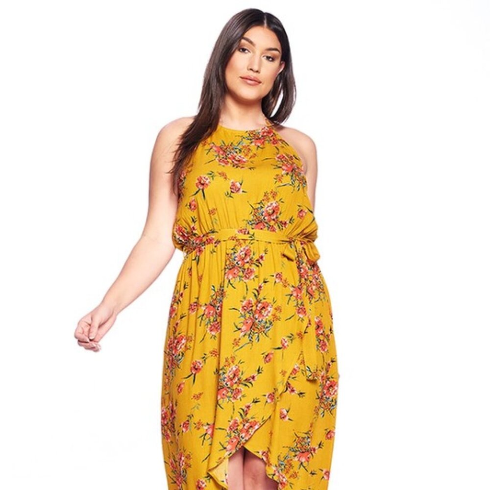 Plus Size Faux Wrap Dress